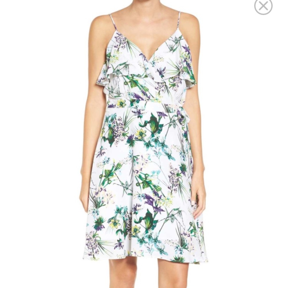 Amoure Vert Barrette  Silk Floral Wrap Dress